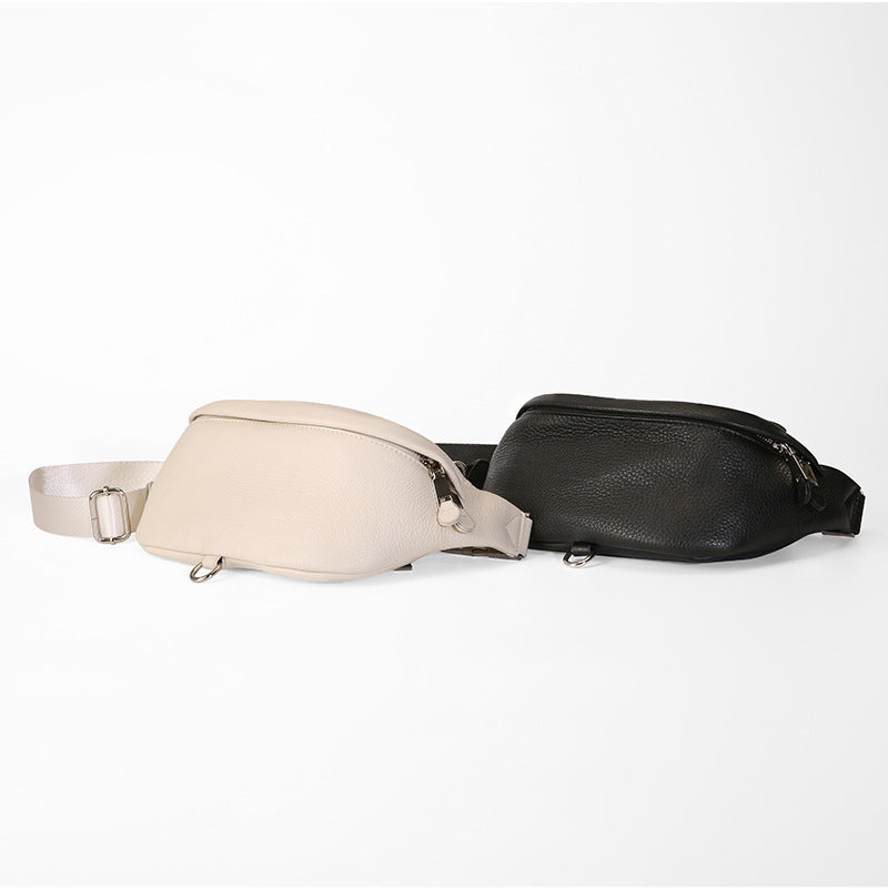 Genuine leather waist bag for women elegant crossbody chest purse unisex for travel running fanny pack