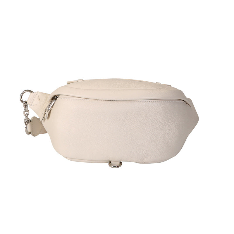 Genuine leather waist bag for women elegant crossbody chest purse unisex for travel running fanny pack
