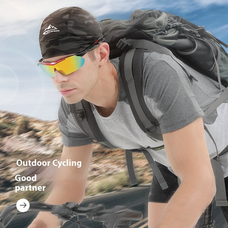 Cooling Skull Cap Breathable Sweat Wicking Cycling Running Hat Cap Odorless And Sweat-Absorbent Sweat-Absorbent No Discoloration Cycling Caps for Men Women Windproof Cycling Hat with Sun Visor Under Helmet Liner Black