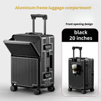 Frame Luggage, Front Open Lid Luggage, 20 Inch 24 Inch Large Capacity, TSA Lock, Universal Wheel Aluminum Frame Luggage, Sturdy And Durable Bag Set