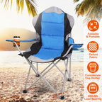 Foldable Camping Chair Heavy Duty Steel Lawn Chair Padded Seat Arm Back Beach Chair 330LBS Max Load with Cup Holder Carry Bag