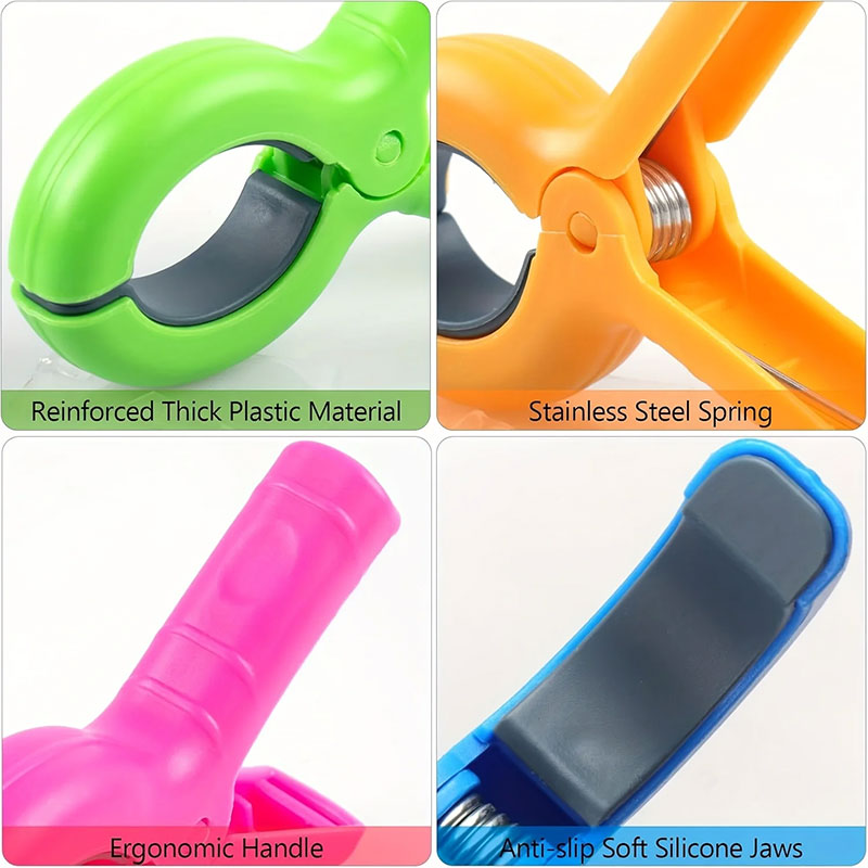 4/8-piece beach towel clips: for beach chairs, pool, cruise. Heavy-duty, strong, also works as clothes pins.