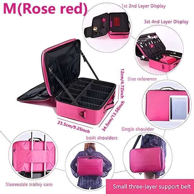 Professional Makeup Case Female Travel Big Capacity Beauty Nail ToolBox Cosmetic Organizer Suitcases For Makeup Storage Boxs