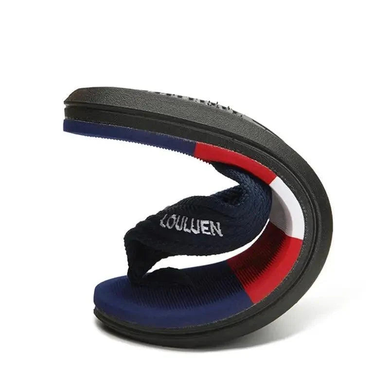 Casual  Men Blue Summer Flip Flops High Quality Men Flip Flops Breathable Beach Slippers Outdoor Cool Simple Design Comfortable Walking Sandals
