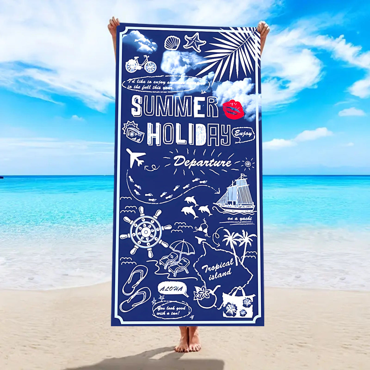 Quick-drying Microfiber Beach Bath Towel Double-sided Velvet