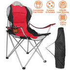 Foldable Camping Chair Heavy Duty Steel Lawn Chair Padded Seat Arm Back Beach Chair 330LBS Max Load with Cup Holder Carry Bag