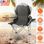 Foldable Camping Chair Heavy Duty Steel Lawn Chair Padded Seat Arm Back Beach Chair 330LBS Max Load with Cup Holder Carry Bag